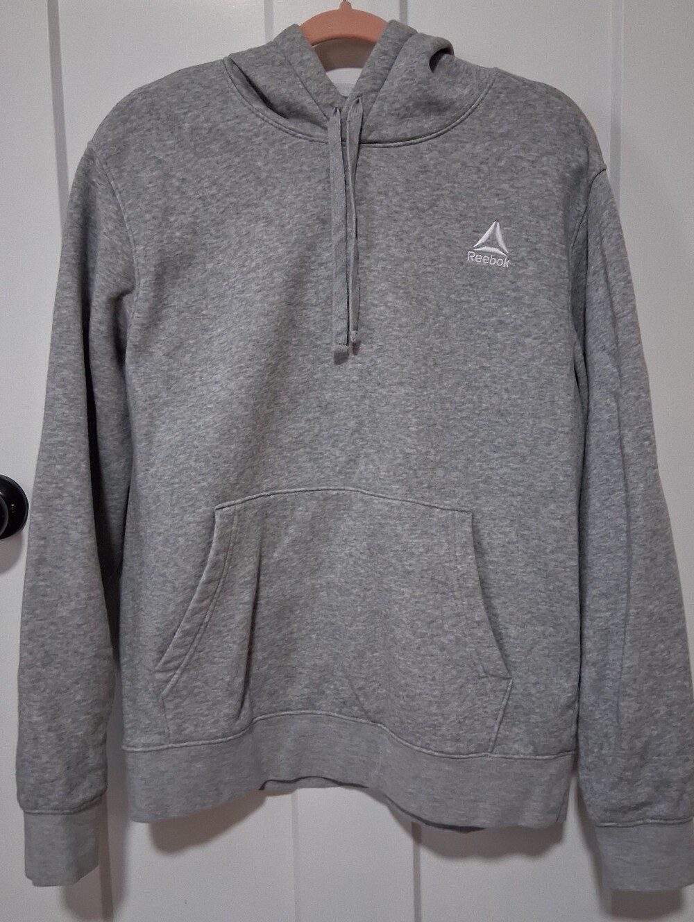 Reebok Light Gray Pullover Hoodie with Subtle Logo